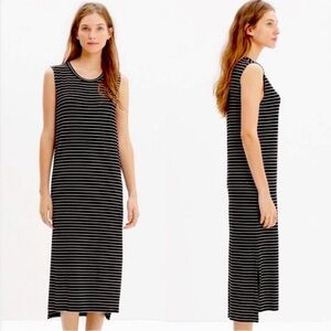 Madewell Sleeveless Striped Midi Dress Black & White Size XSmall Style B9138